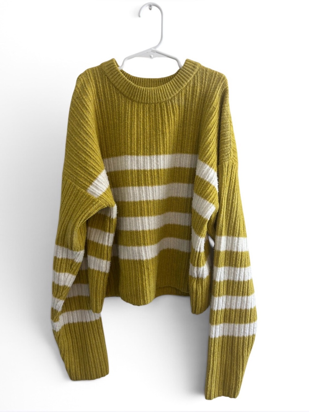 Pink Republic Olive Green Striped Ribbed Sweater Size S
